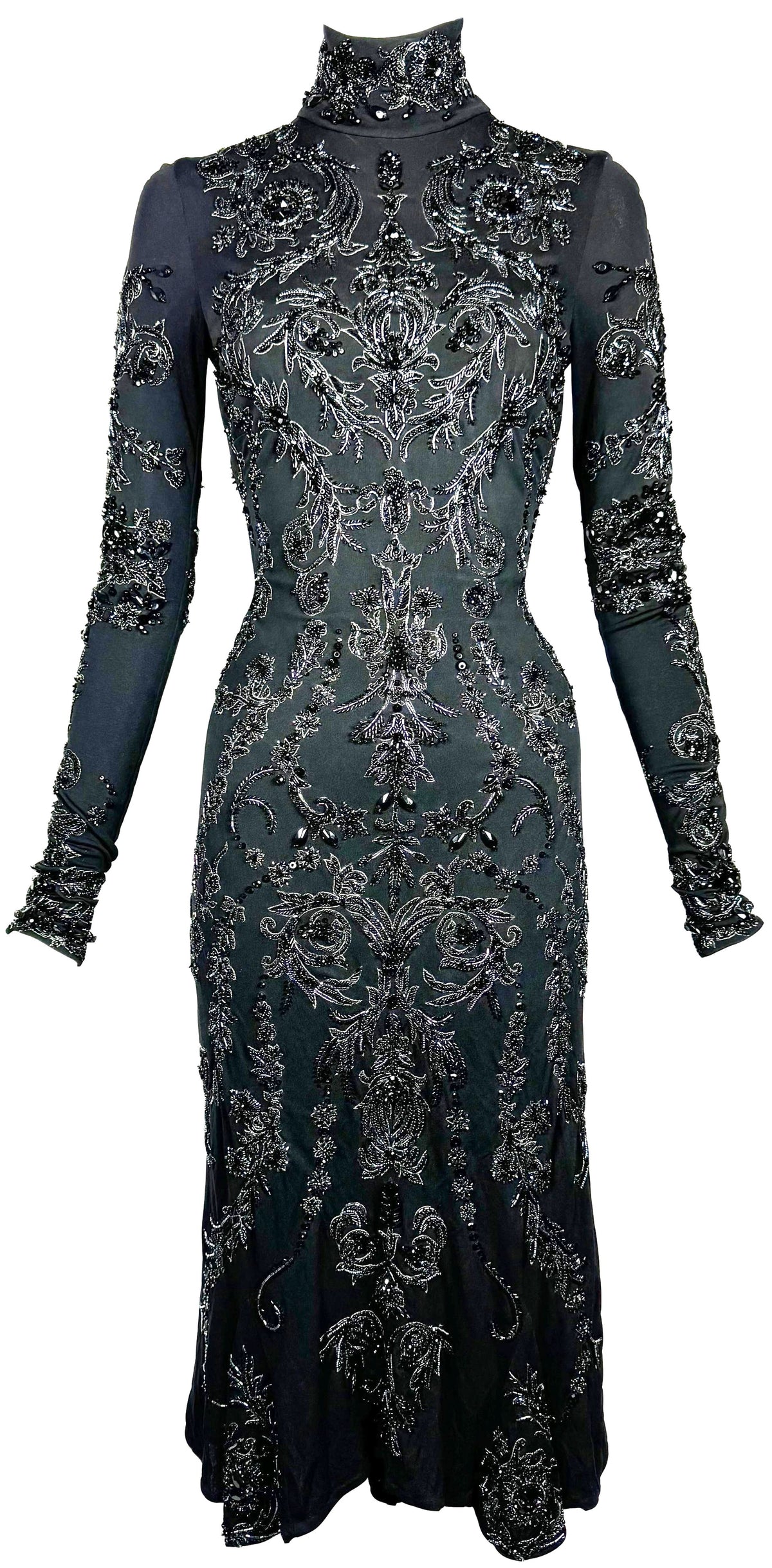 $30k F/W 2005 Roberto Cavalli RARE Special Edition Black Crystal Fully Embellished Backless Dress