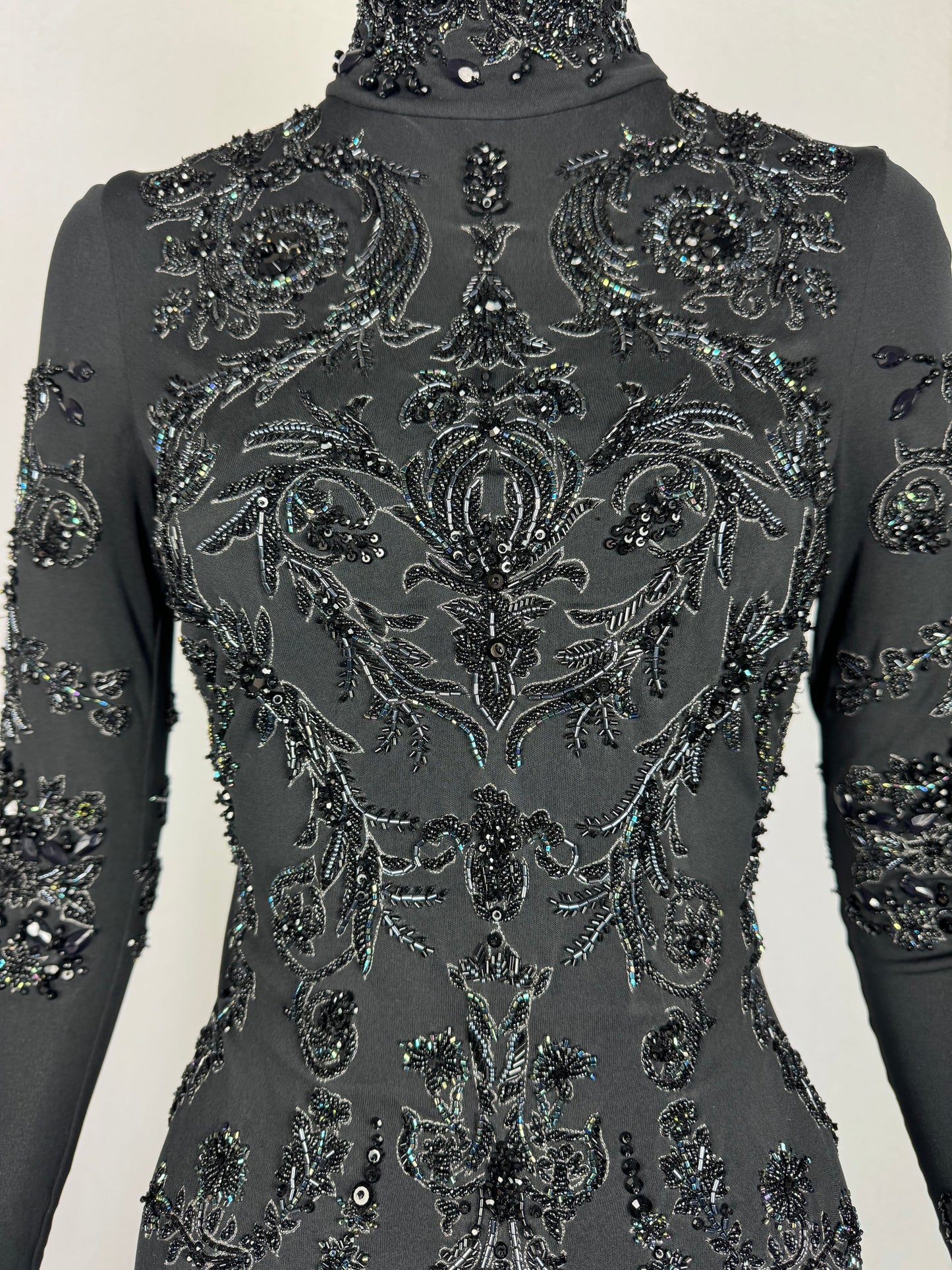 $30k F/W 2005 Roberto Cavalli RARE Special Edition Black Crystal Fully Embellished Backless Dress