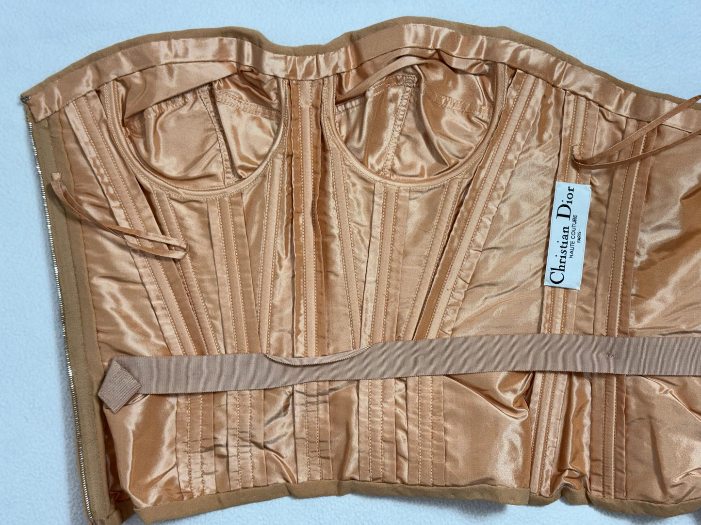 S/S 2005 Christian Dior by John Galliano Haute Couture Nude Silk Bustier Top