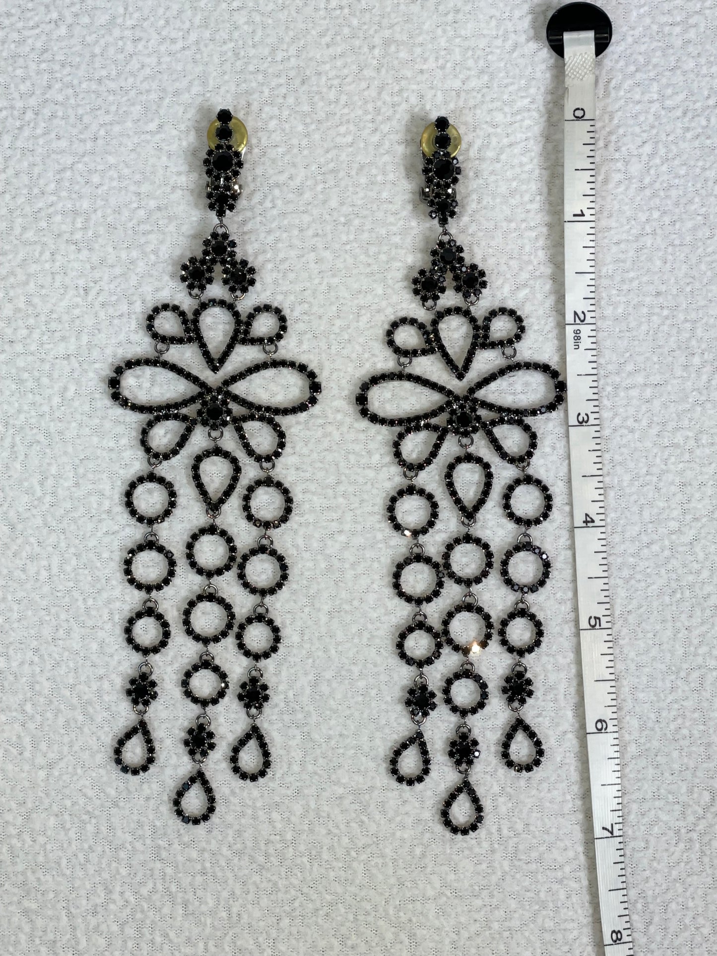 S/S 2005 Christian Dior by John Galliano Haute Couture Runway Large Black Crystal Chandelier Earrings