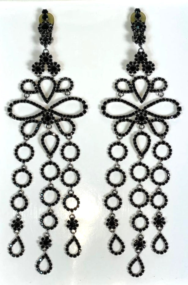 S/S 2005 Christian Dior by John Galliano Haute Couture Runway Large Black Crystal Chandelier Earrings