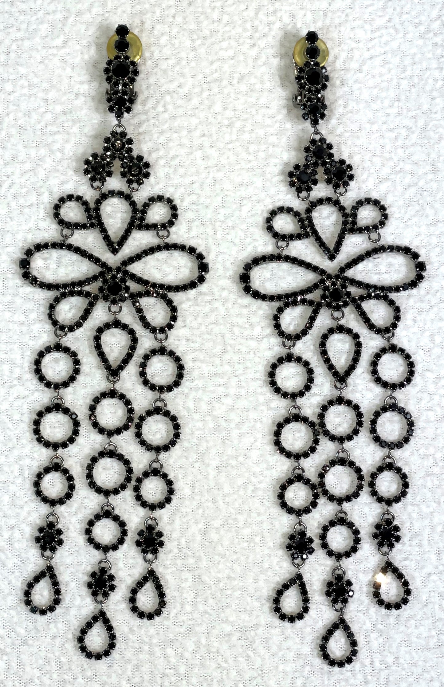 S/S 2005 Christian Dior by John Galliano Haute Couture Runway Large Black Crystal Chandelier Earrings