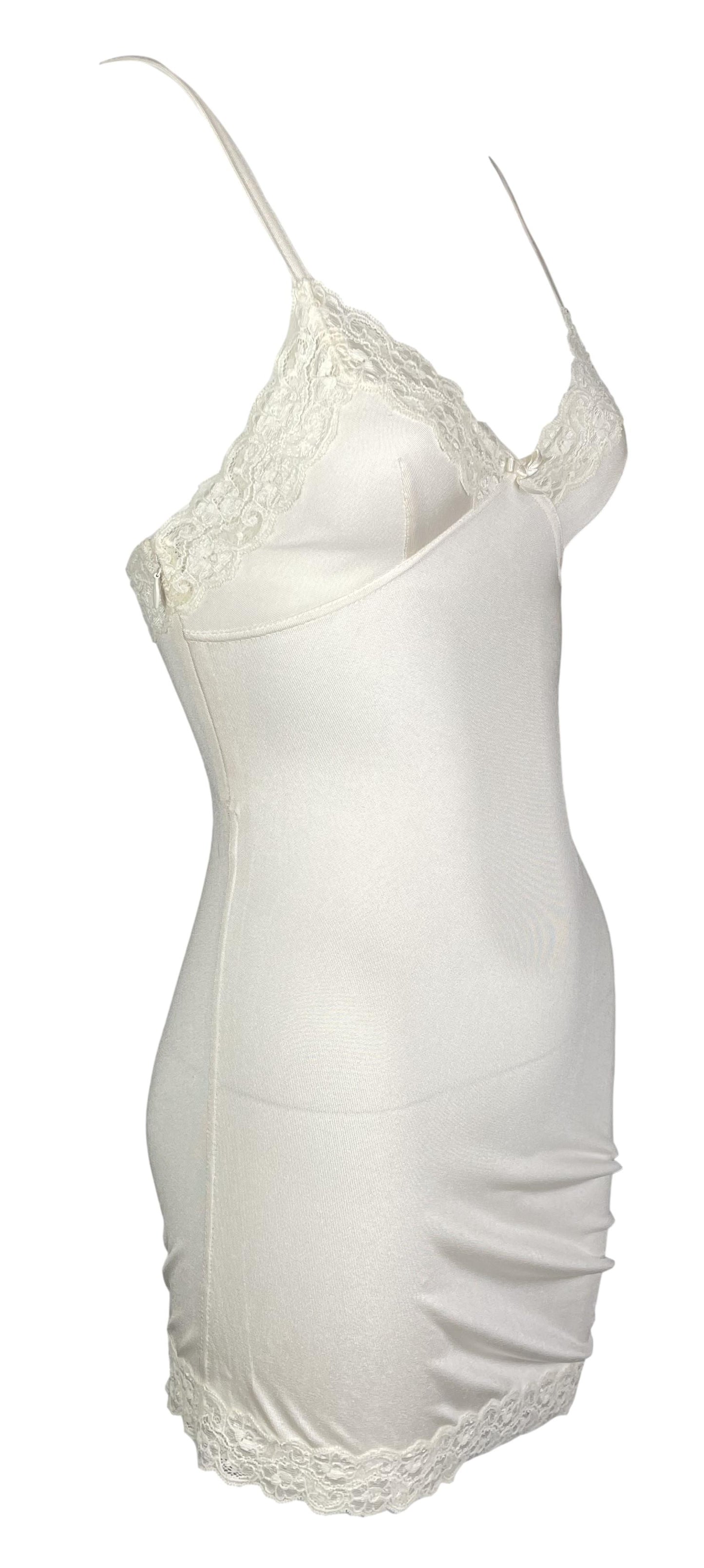 S/S 2005 Christian Dior by John Galliano Ivory Silk & Lace Asymmetrical Ruched Mini Dress