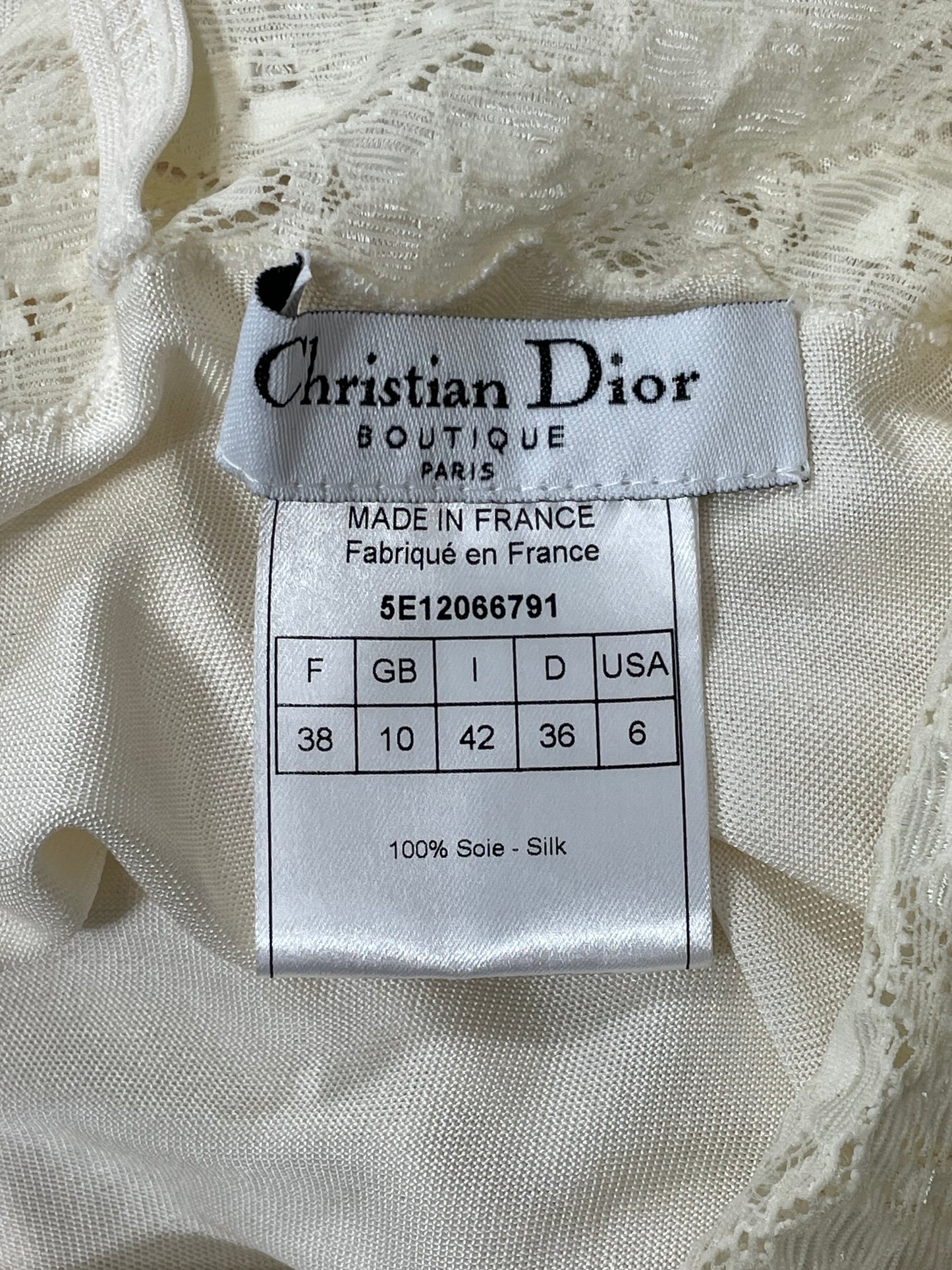 S/S 2005 Christian Dior by John Galliano Ivory Silk & Lace Asymmetrical Ruched Mini Dress