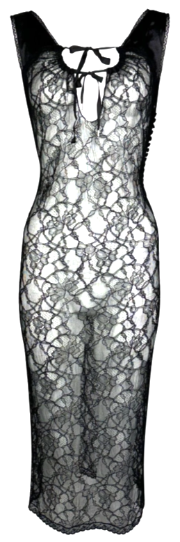 S/S 2005 Christian Dior x John Galliano Sheer Black Lace & Mesh Pencil Dress