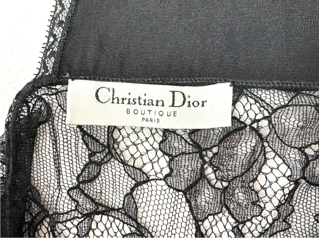 S/S 2005 Christian Dior x John Galliano Sheer Black Lace & Mesh Pencil Dress
