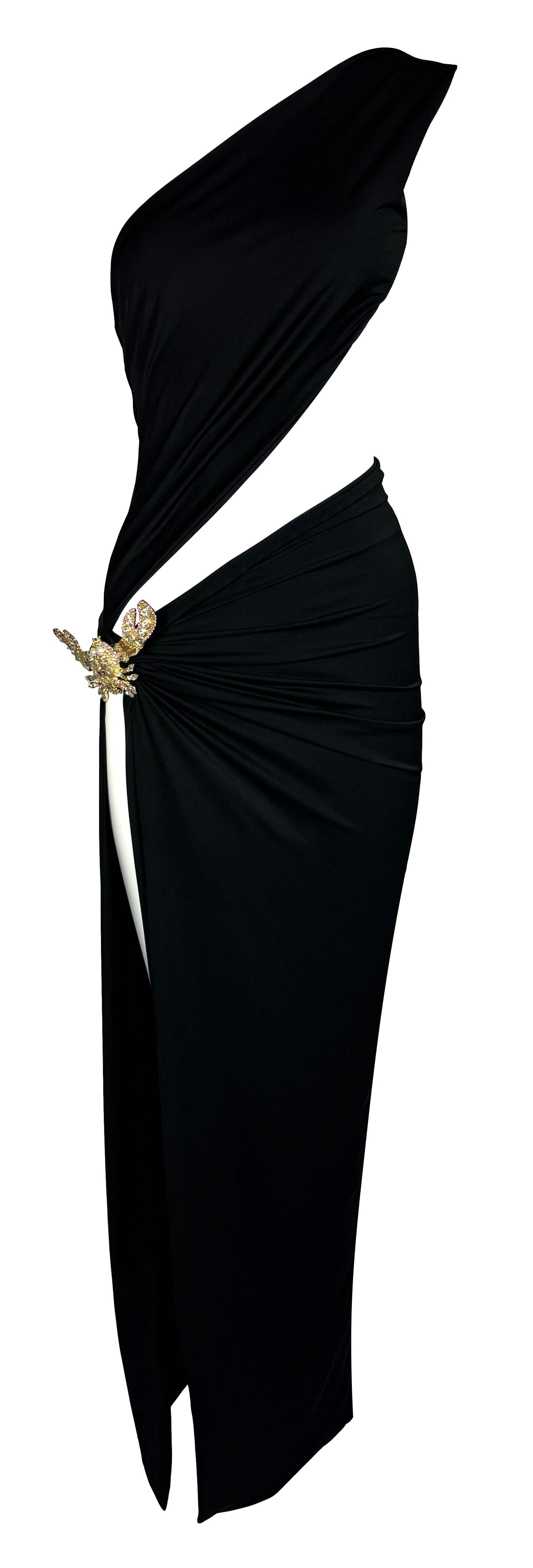 S/S 2005 Dsquared2 Runway Black Cut-Out Crystal Crab Maxi Dress