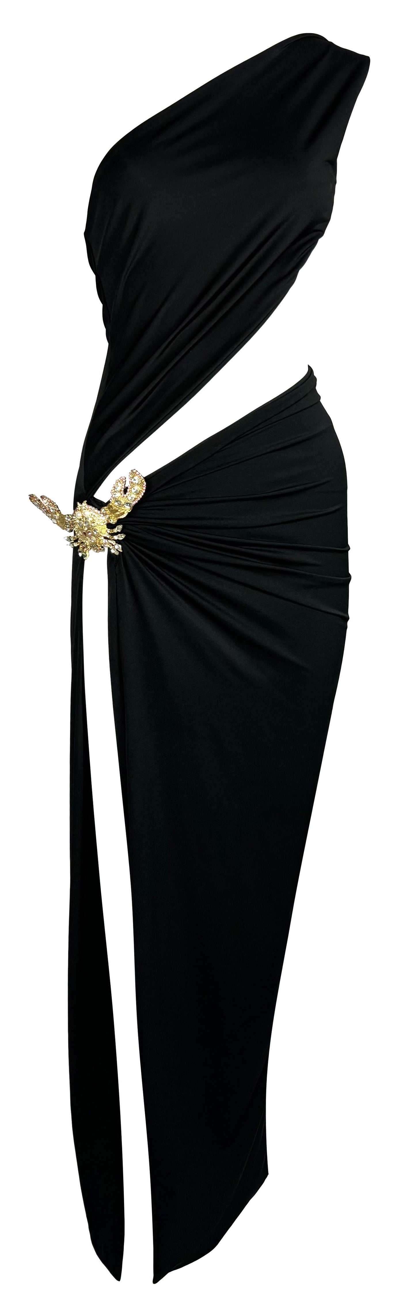 S/S 2005 Dsquared2 Runway Black Cut-Out Crystal Crab Maxi Dress