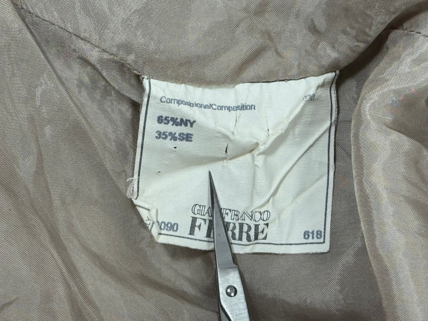 S/S 2005 Gianfranco Ferre Beige Khaki Parachute Sheer Fitted Zipper Detail Jacket & Skirt Tracksuit Set