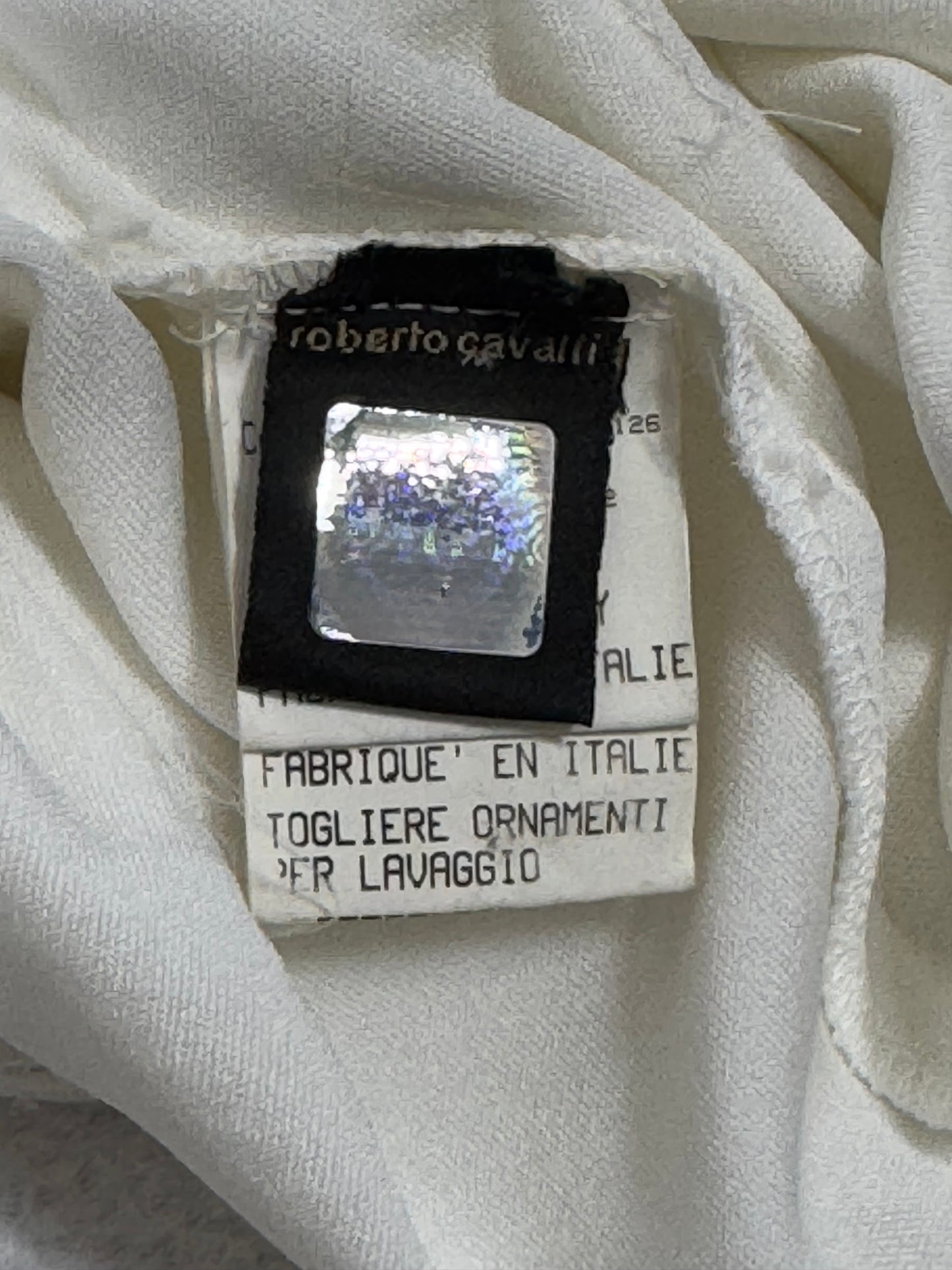 S/S 2005 Roberto Cavalli Plunging White Tank Top w Large Gold Chain Straps