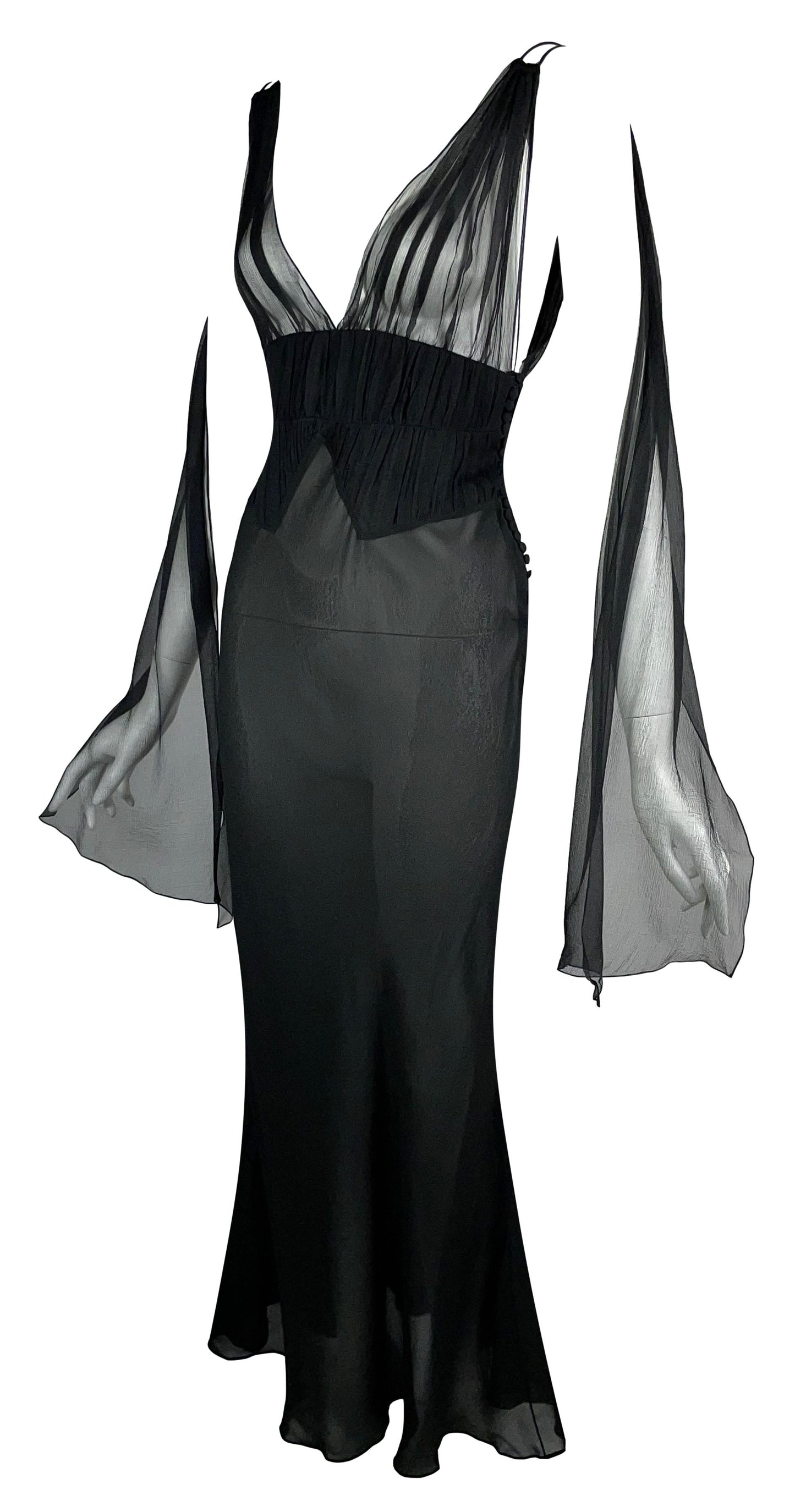 S/S 2006 Christian Dior by John Galliano Sheer Black Silk Maxi Dress