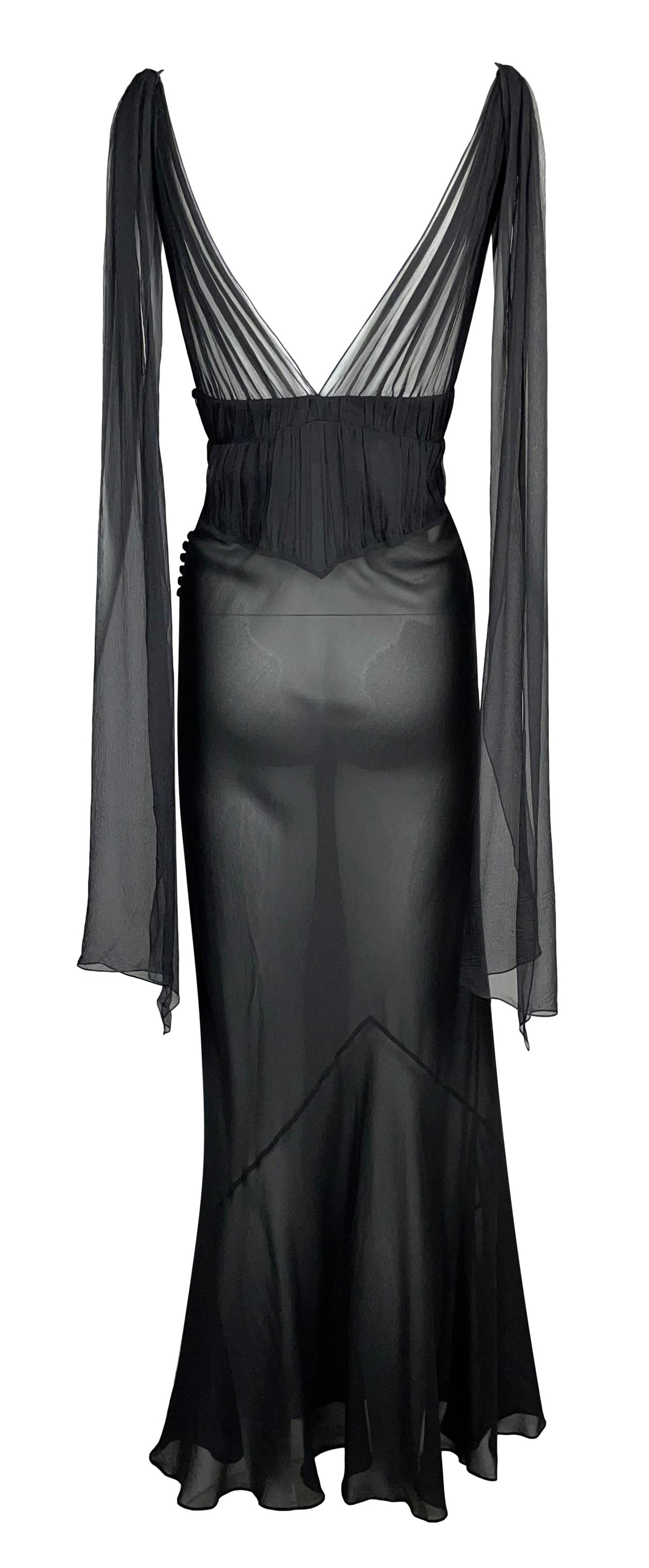S/S 2006 Christian Dior by John Galliano Sheer Black Silk Maxi Dress