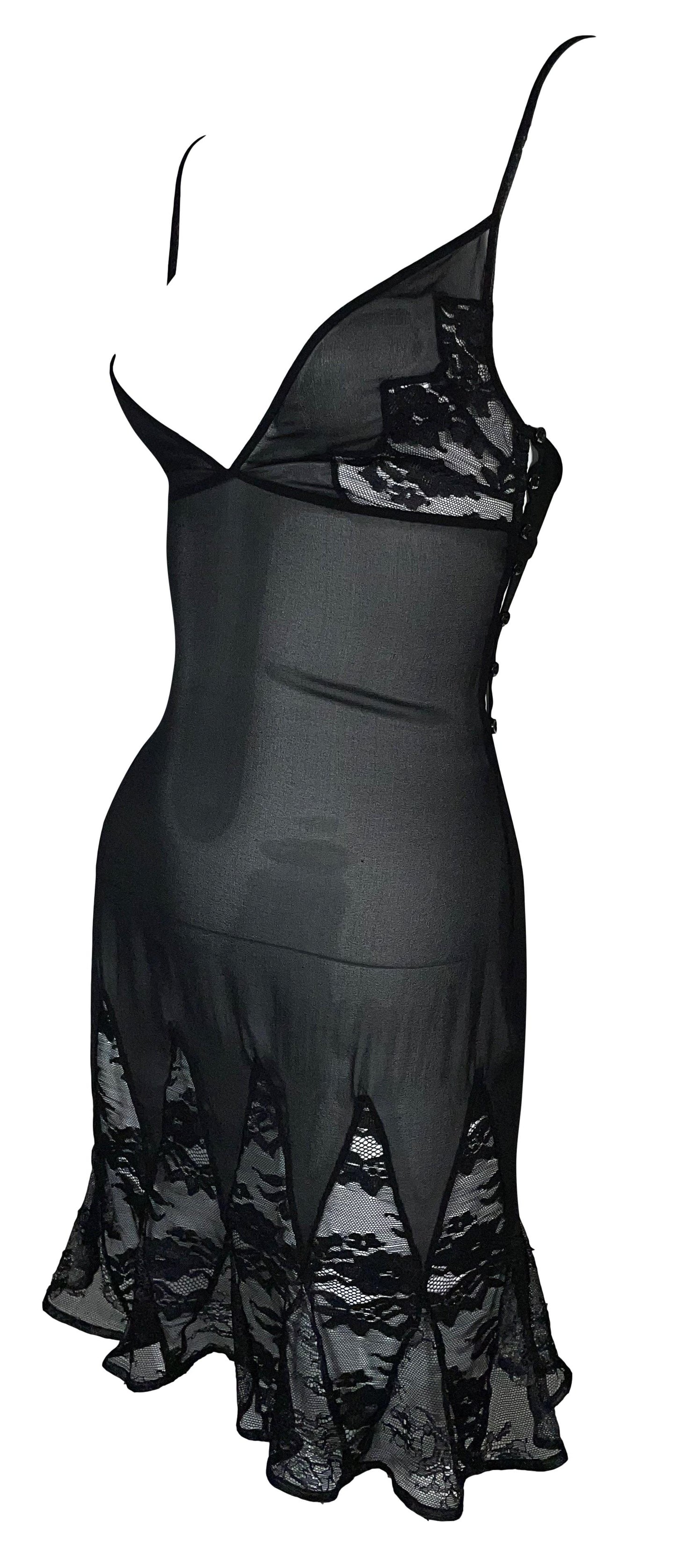 C. 2006 Christian Dior by John Galliano Sheer Black Stretch Silk & Lace Mini Dress