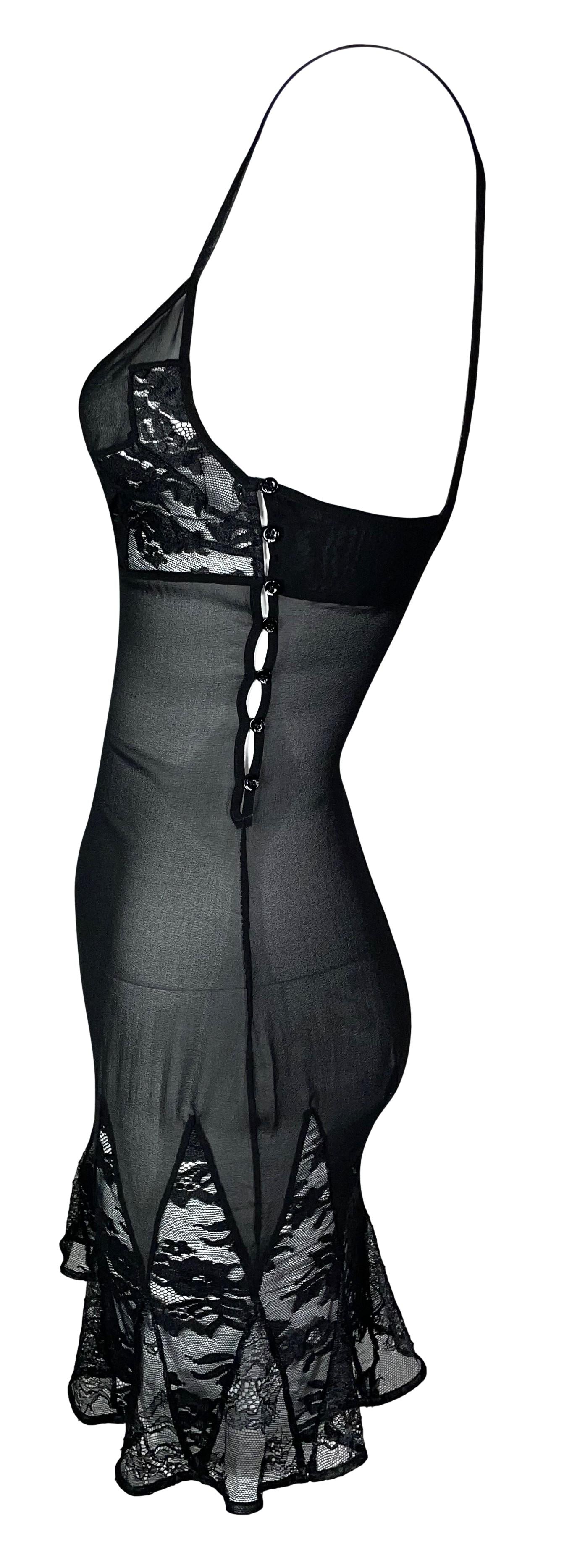 C. 2006 Christian Dior by John Galliano Sheer Black Stretch Silk & Lace Mini Dress