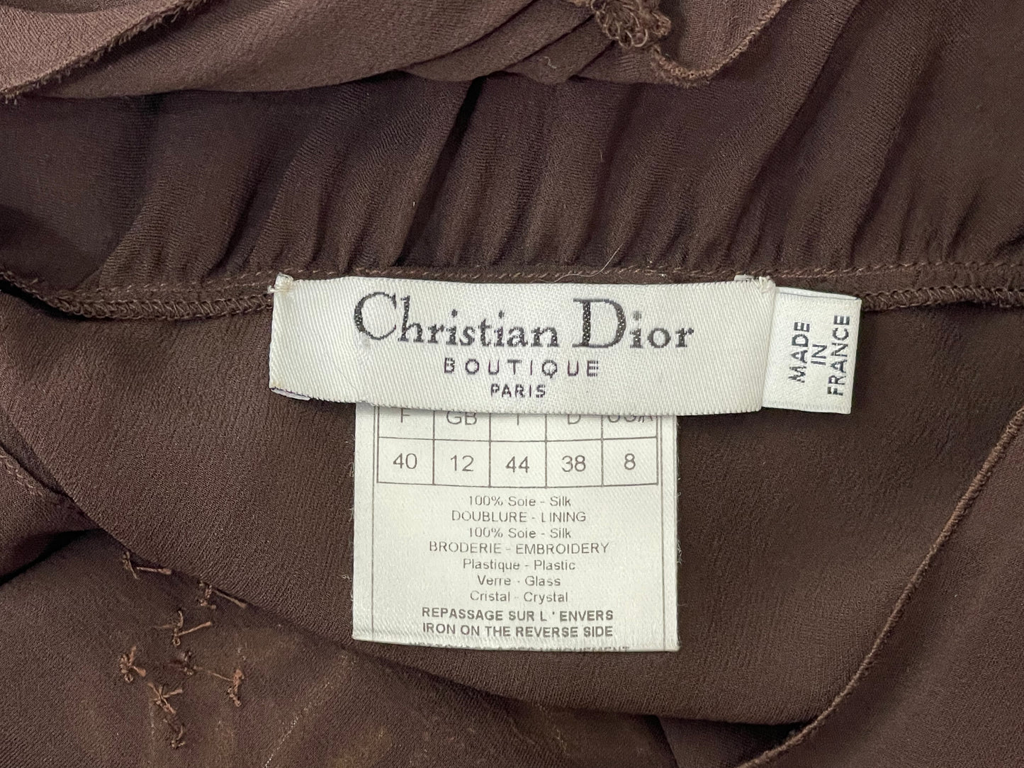F/W 2006 Christian Dior by John Galliano Sheer Brown Silk Embellished Mini Dress