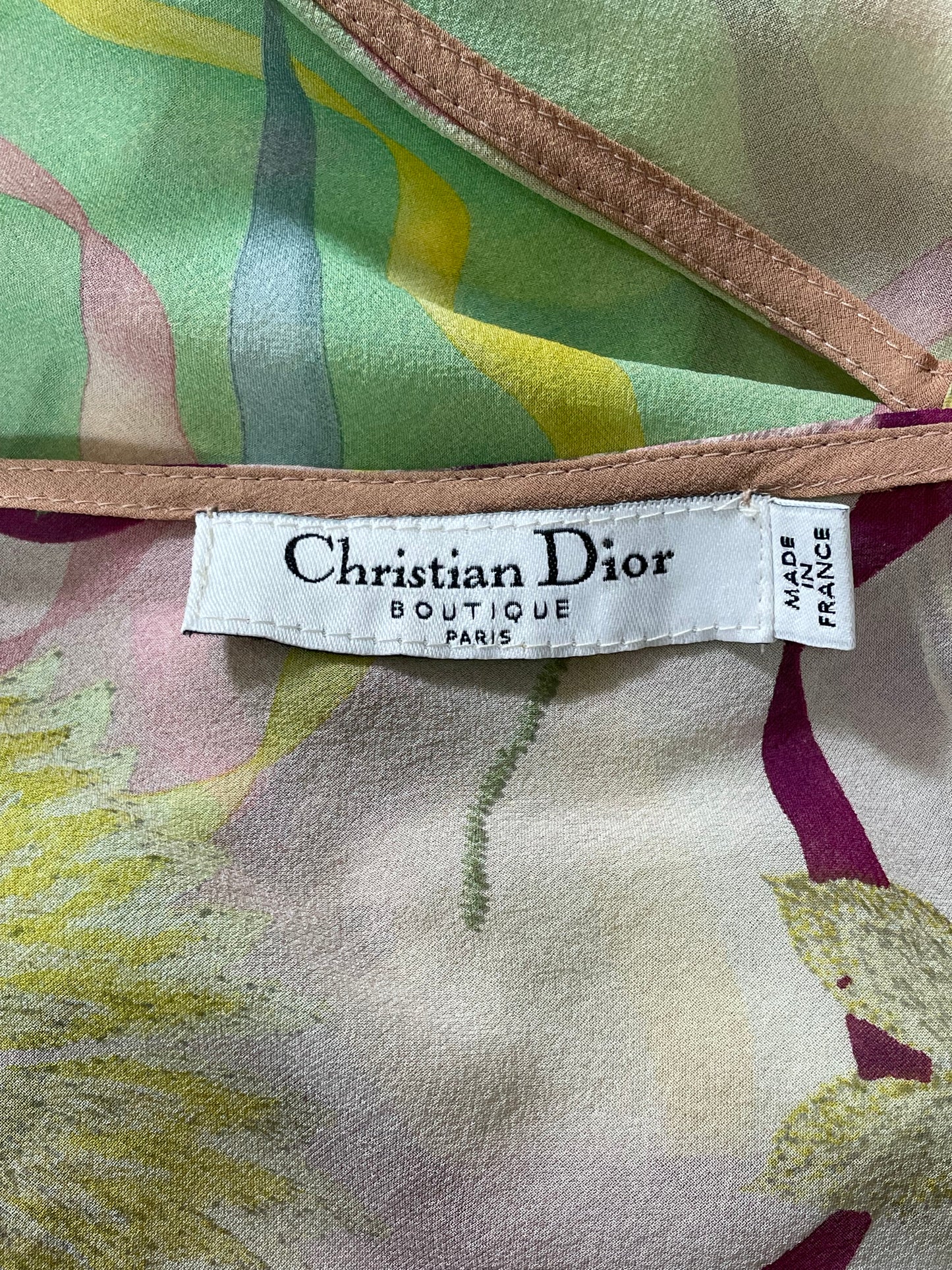 S/S 2006 Christian Dior by John Galliano Sheer Flowers & Ribbons Silk Gown Dress w Train