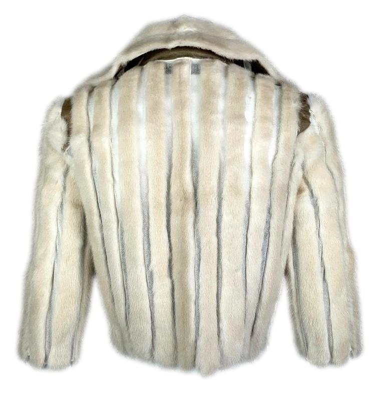 F/W 2006 Christian Dior by John Galliano Cream Mink Fur & Nude Mesh Cropped Pin-Up Jacket