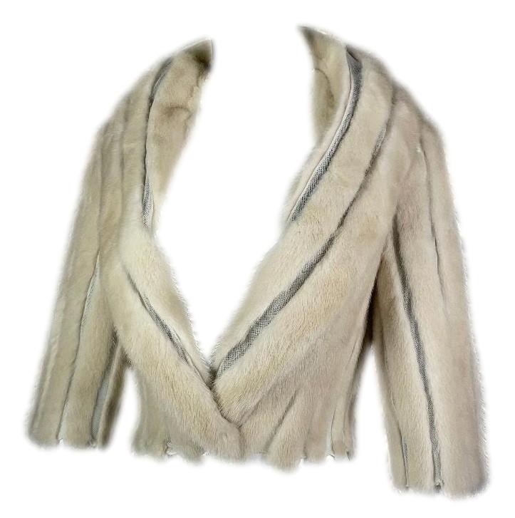 F/W 2006 Christian Dior by John Galliano Cream Mink Fur & Nude Mesh Cropped Pin-Up Jacket