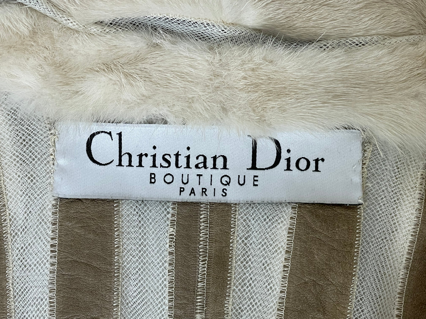 F/W 2006 Christian Dior by John Galliano Cream Mink Fur & Nude Mesh Cropped Pin-Up Jacket