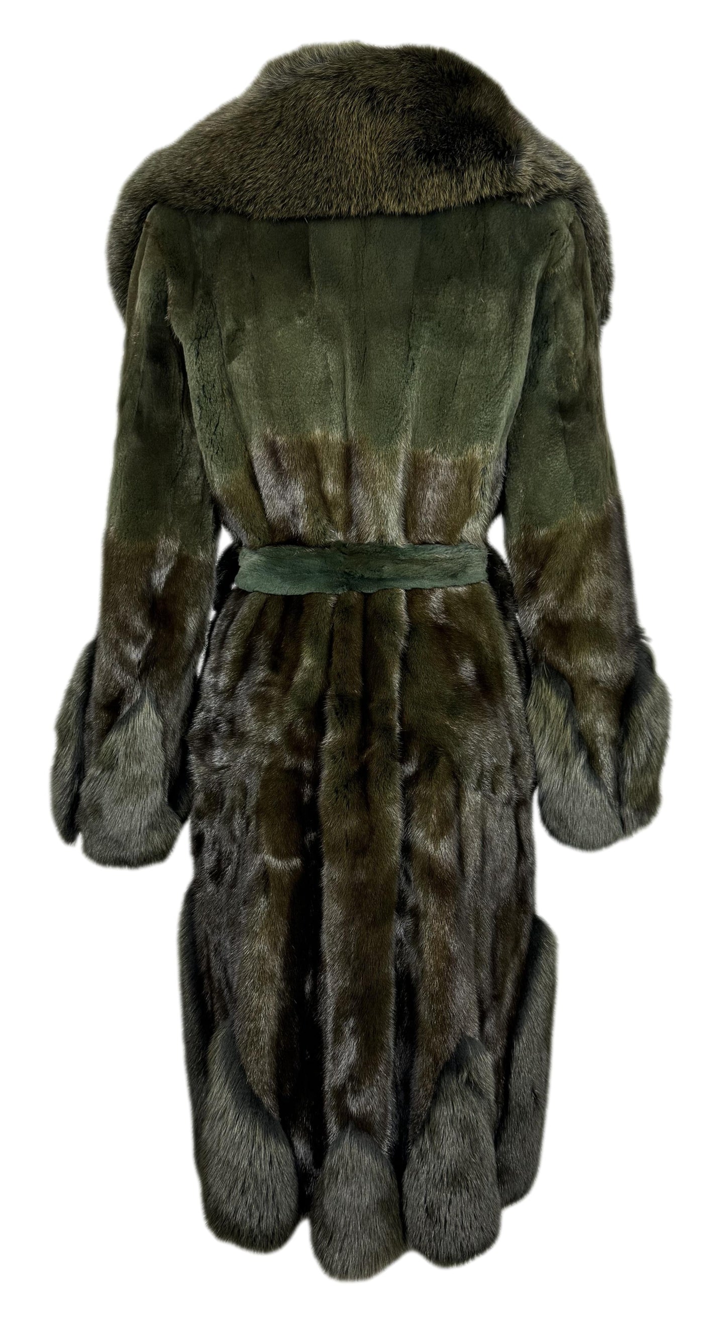 F/W 2006 Christian Dior by John Galliano Green Mink & Fox Fur Long Coat