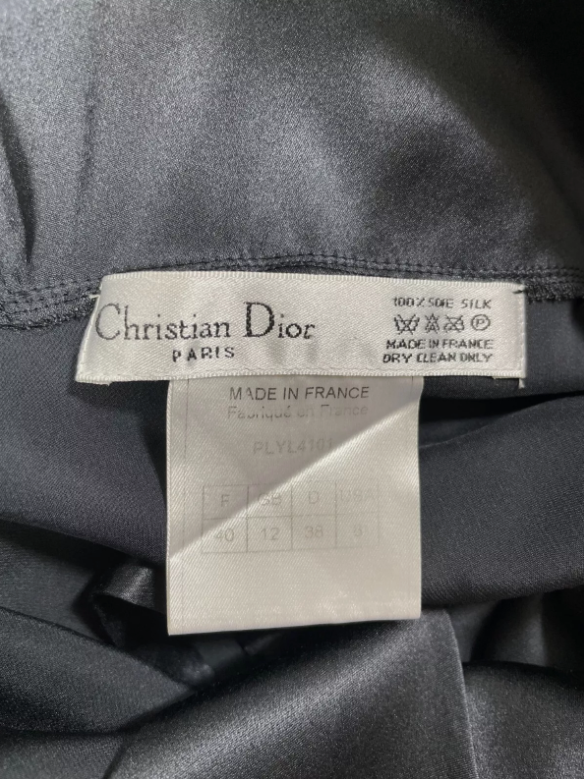 F/W 2006 Christian Dior by John Galliano Black Silk Satin Ruffle Maxi Slip Dress