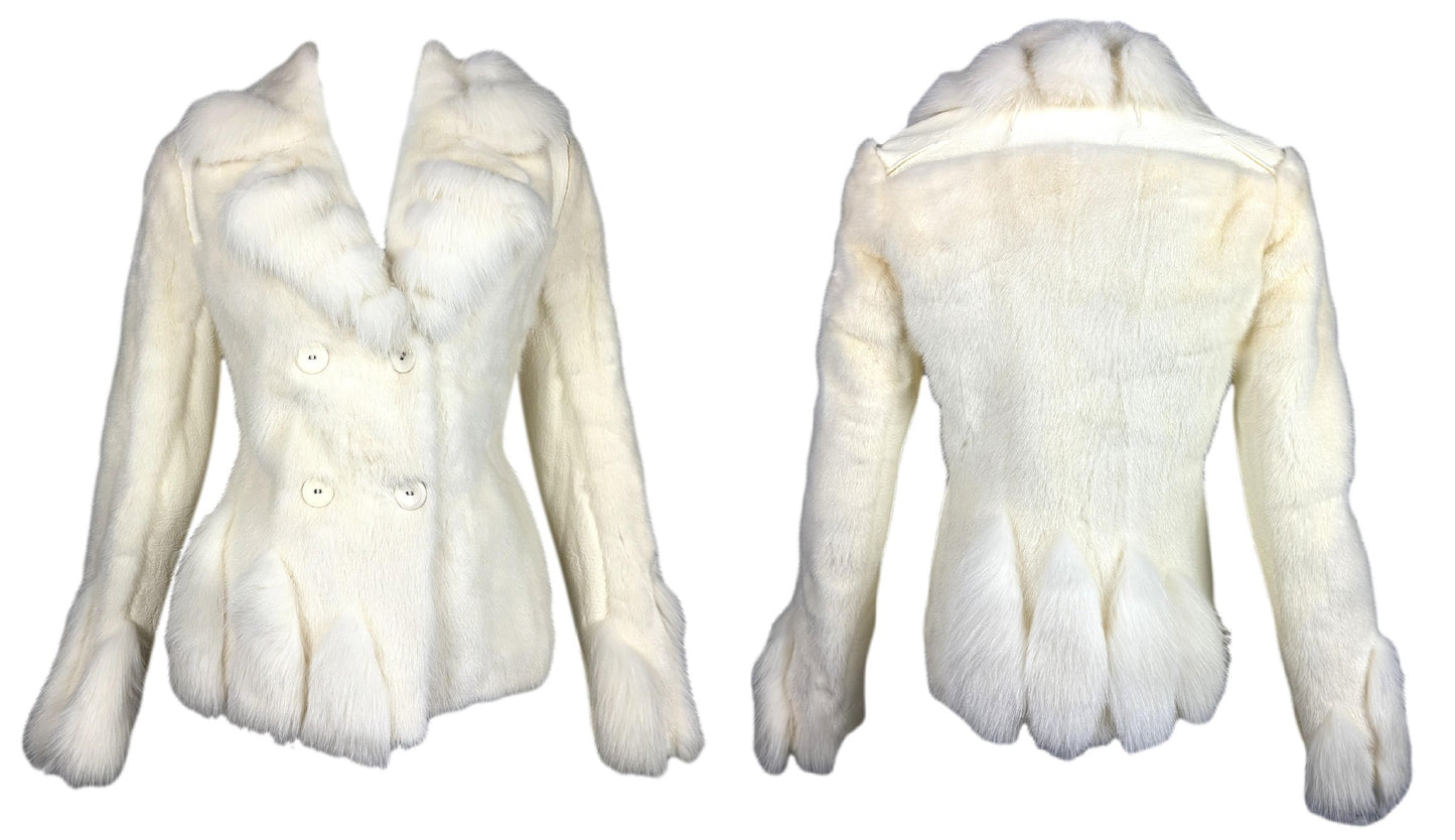 F/W 2006 Christian Dior by John Galliano Winter White Mink & Fox Fur Coat Jacket