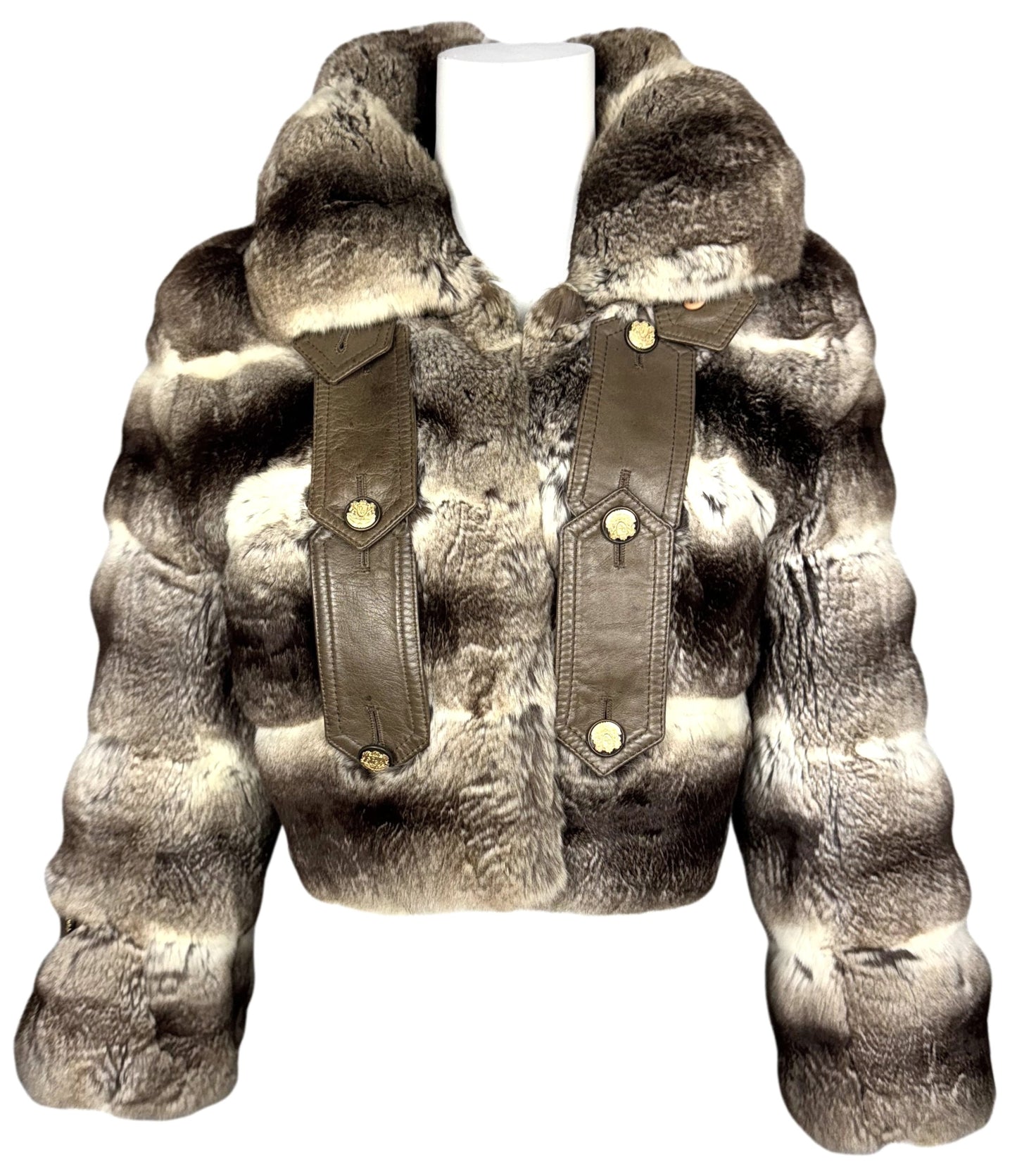 F/W 2006 Dolce & Gabbana Runway Chinchilla Fur Cropped Chubby Coat Jacket