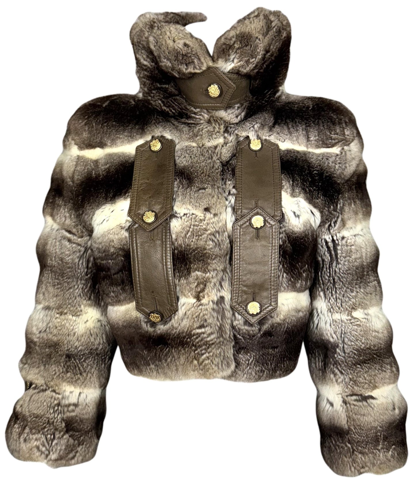 F/W 2006 Dolce & Gabbana Runway Chinchilla Fur Cropped Chubby Coat Jacket