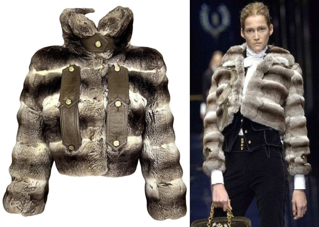 F/W 2006 Dolce & Gabbana Runway Chinchilla Fur Cropped Chubby Coat Jacket