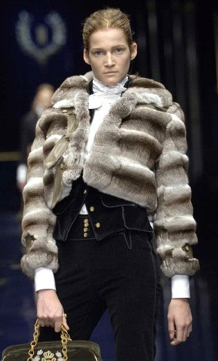 F/W 2006 Dolce & Gabbana Runway Chinchilla Fur Cropped Chubby Coat Jacket