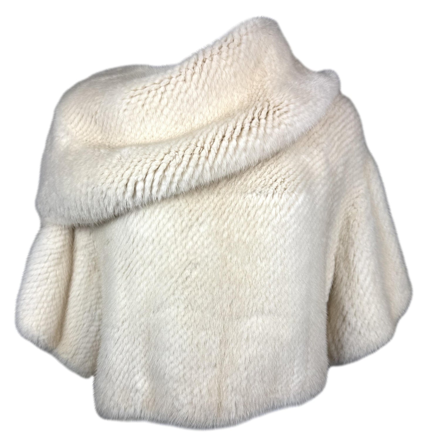 F/W 2006 Louis Vuitton x Marc Jacobs Runway Winter White Mink Fur Boat Neck Cropped Sweater Top