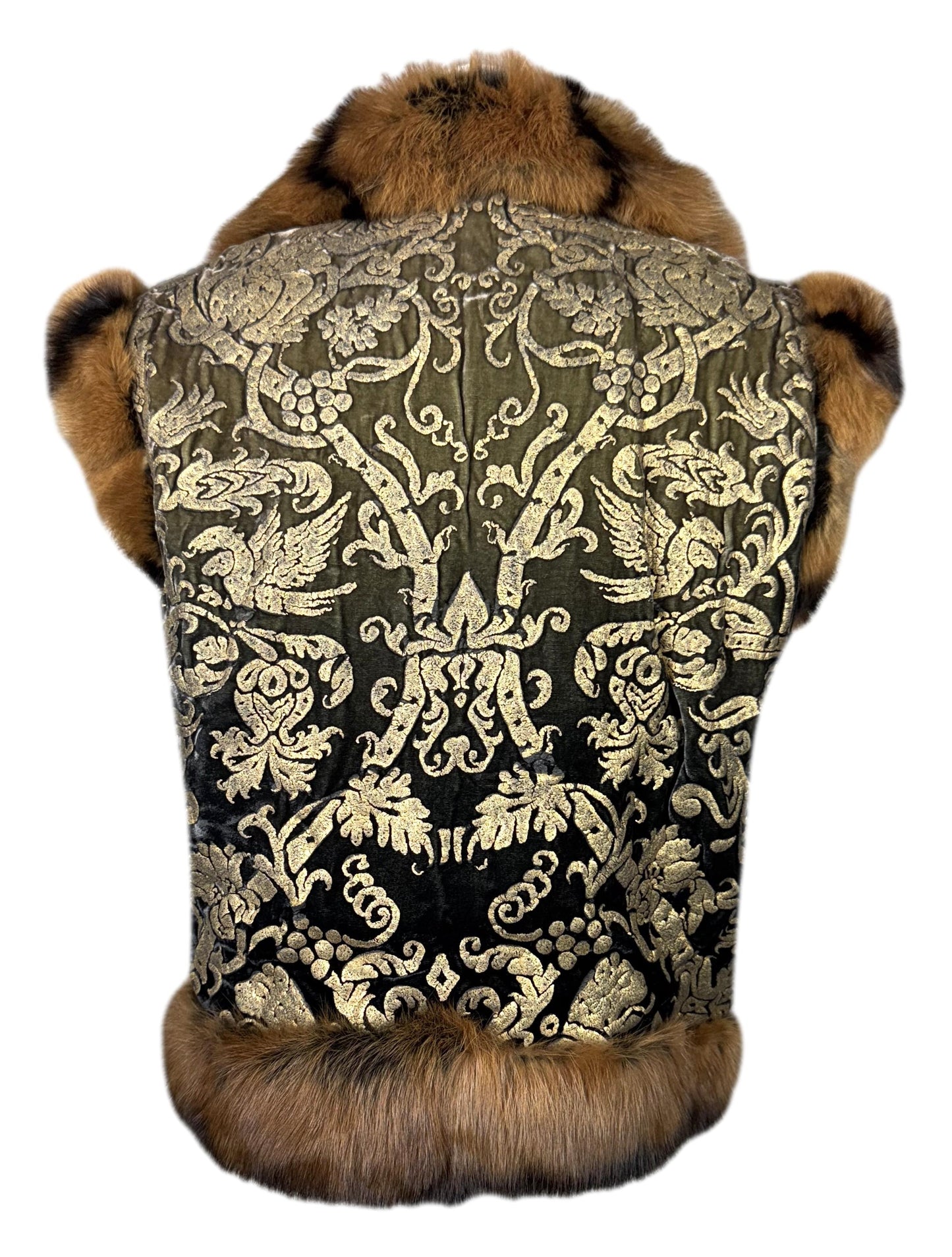 F/W 2006 Roberto Cavalli Runway Ombre Velvet Gold Glitter Sable Fur Vest Jacket