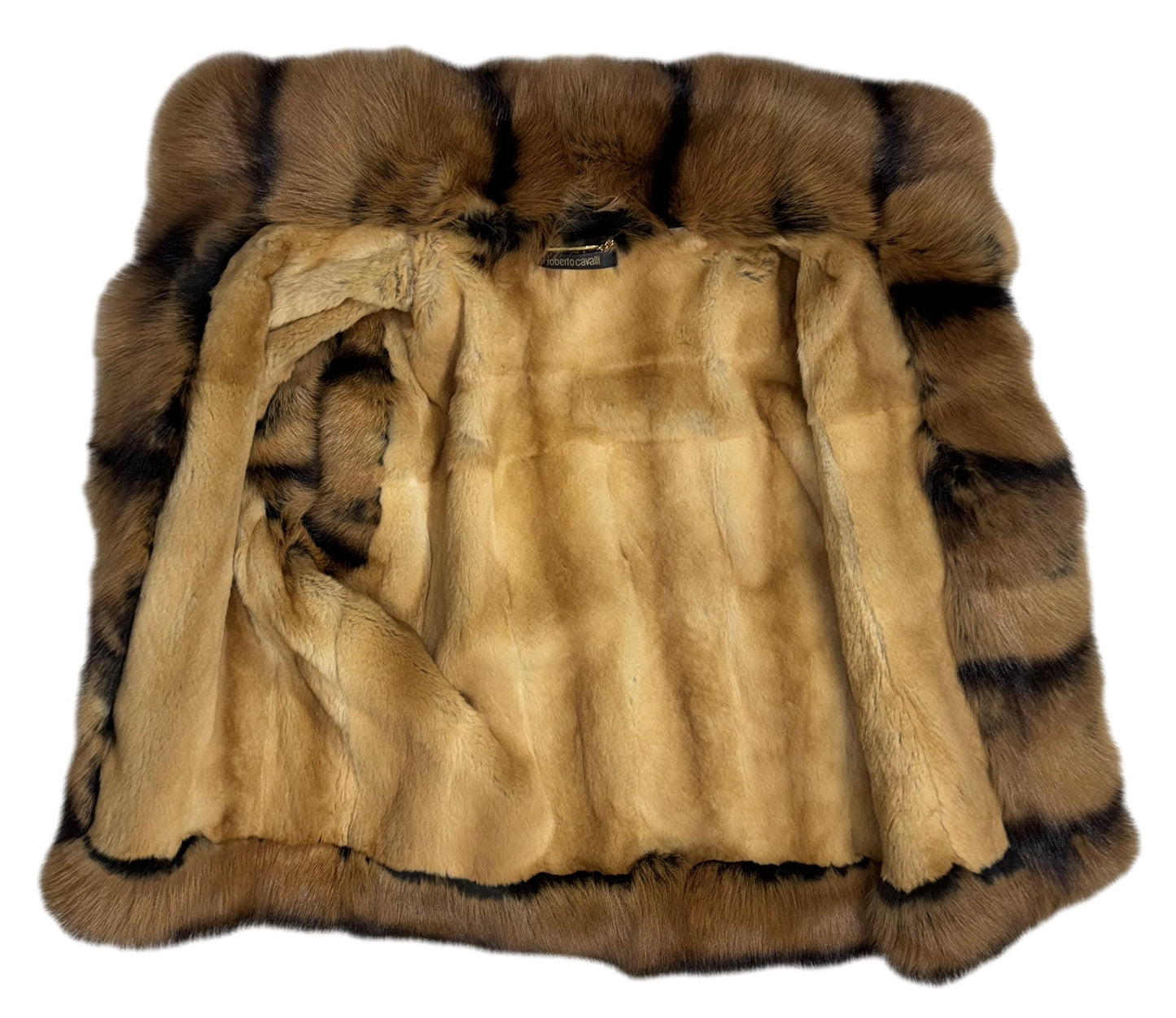 F/W 2006 Roberto Cavalli Runway Ombre Velvet Gold Glitter Sable Fur Vest Jacket