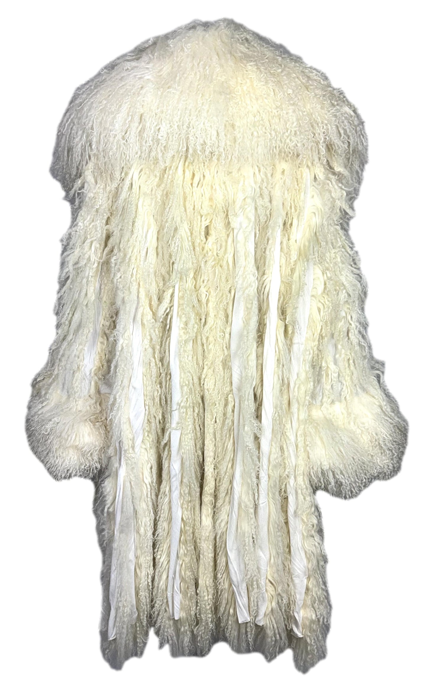 F/W 2006 Jean Paul Gaultier Runway Shaggy Ivory Curly Lamb Fur Long Coat