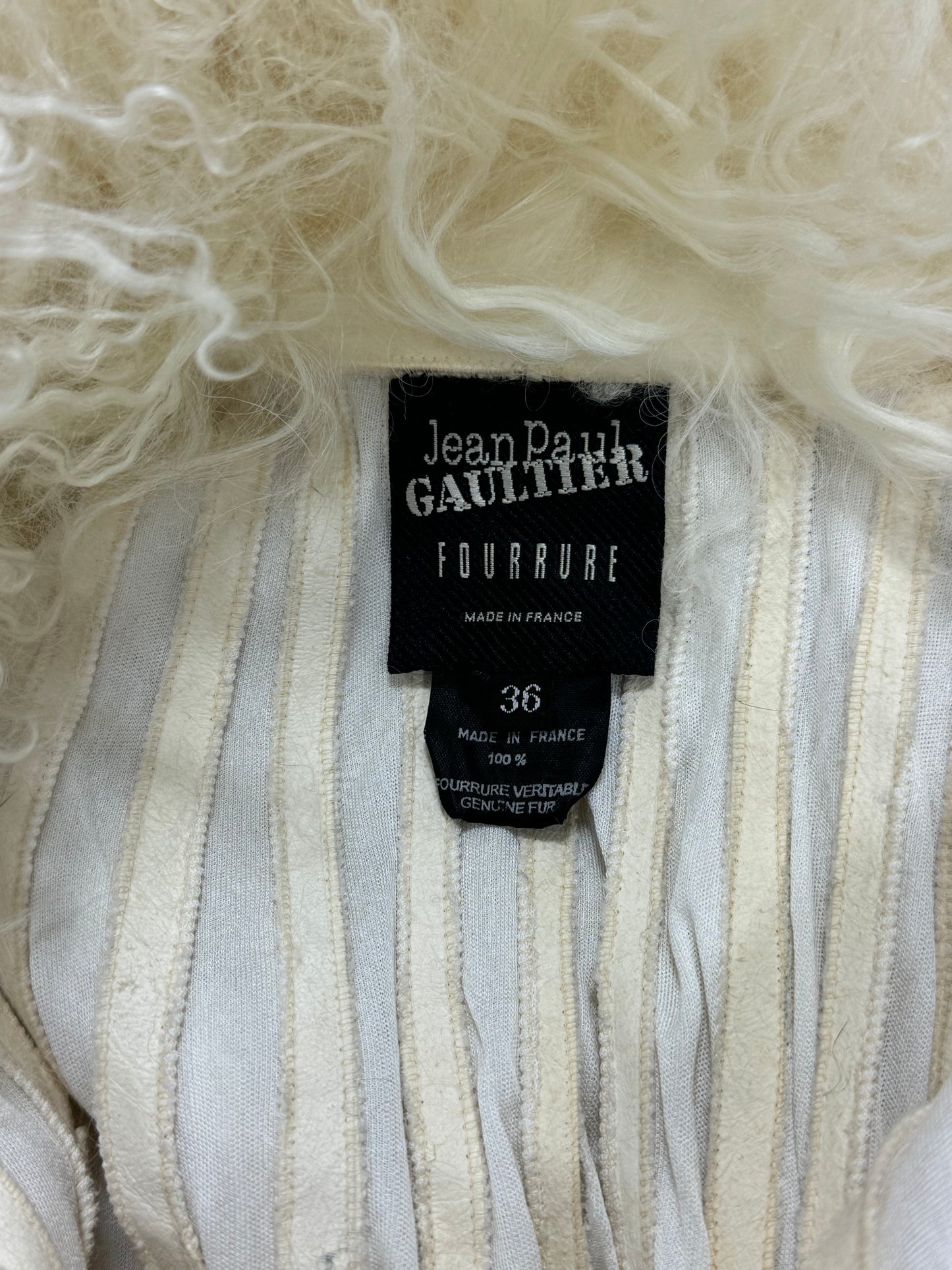 F/W 2006 Jean Paul Gaultier Runway Shaggy Ivory Curly Lamb Fur Long Coat