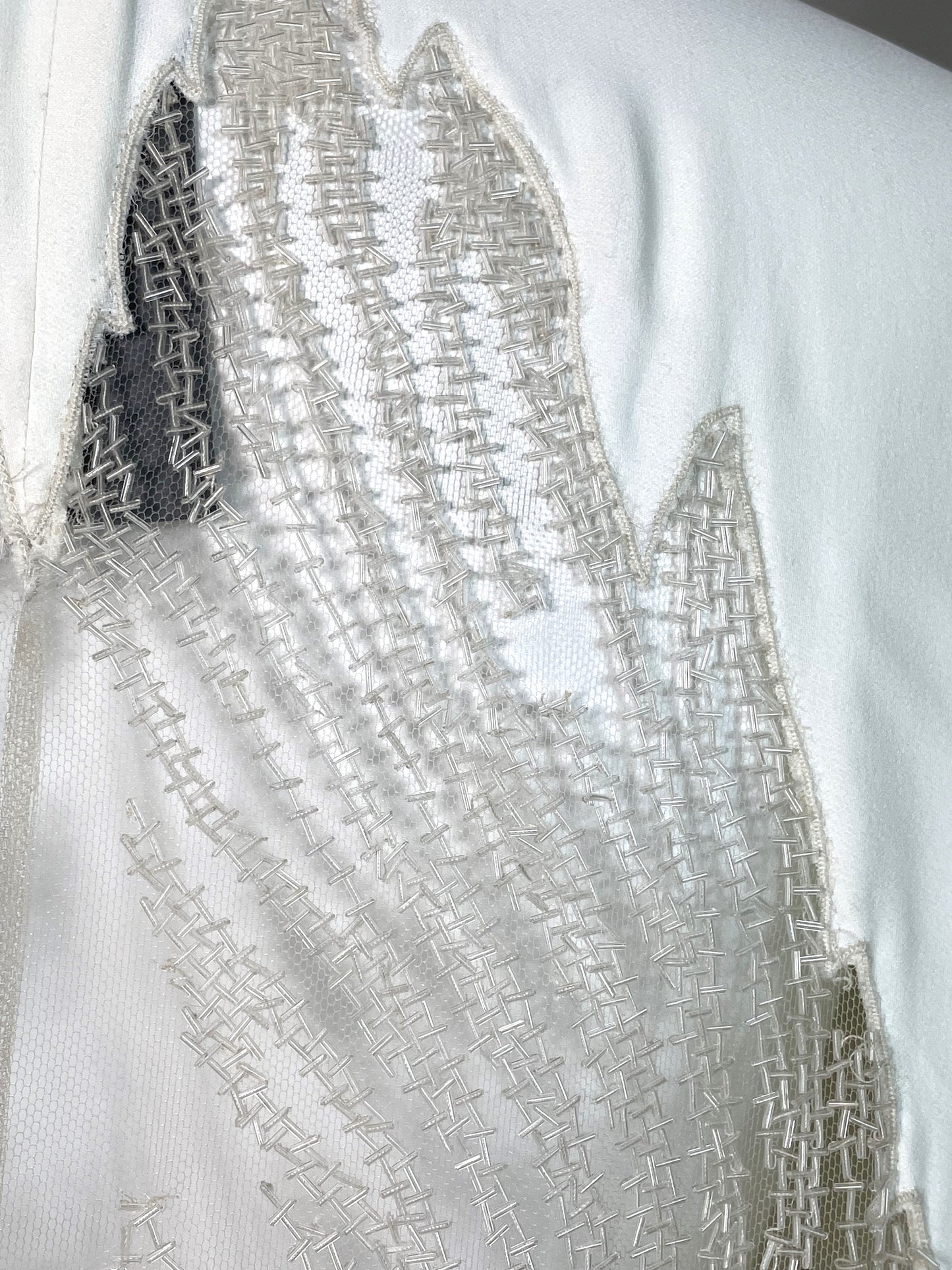 S/S 2006 Alexander McQueen Runway Sheer Beaded Mesh Angel Wings Gown Dress w Gold Chain Belt