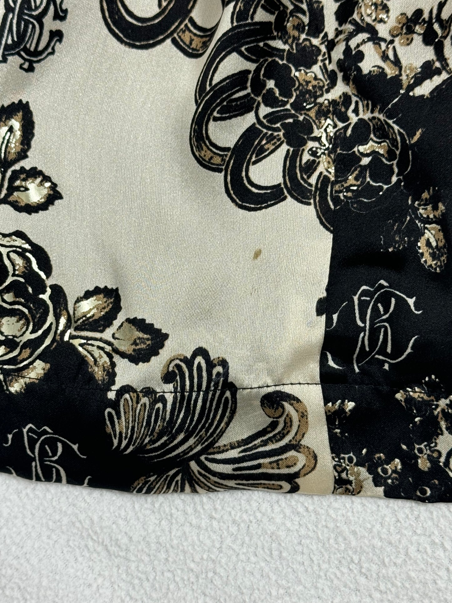 2007 Roberto Cavalli Black Ivory & Gold Silk & Velvet Kimono Jacket Robe
