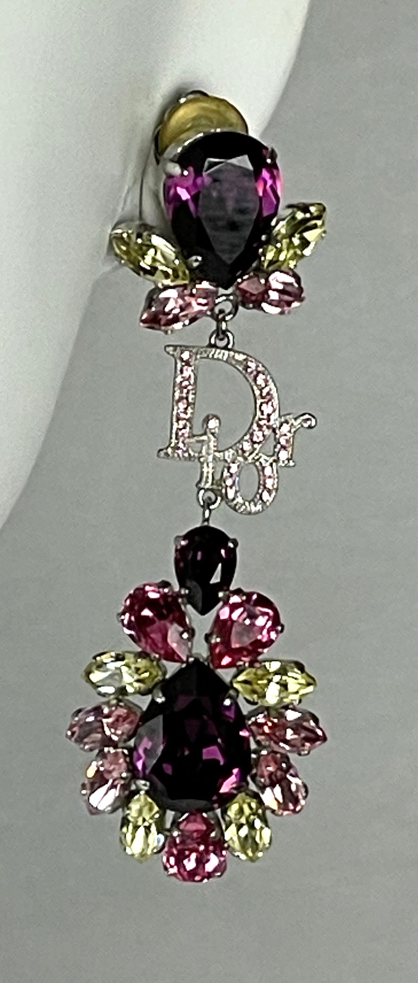 F/W 2007 Christian Dior by John Galliano Haute Couture Runway Large Pastel Crystal Earrings Bracelet & Ring Set