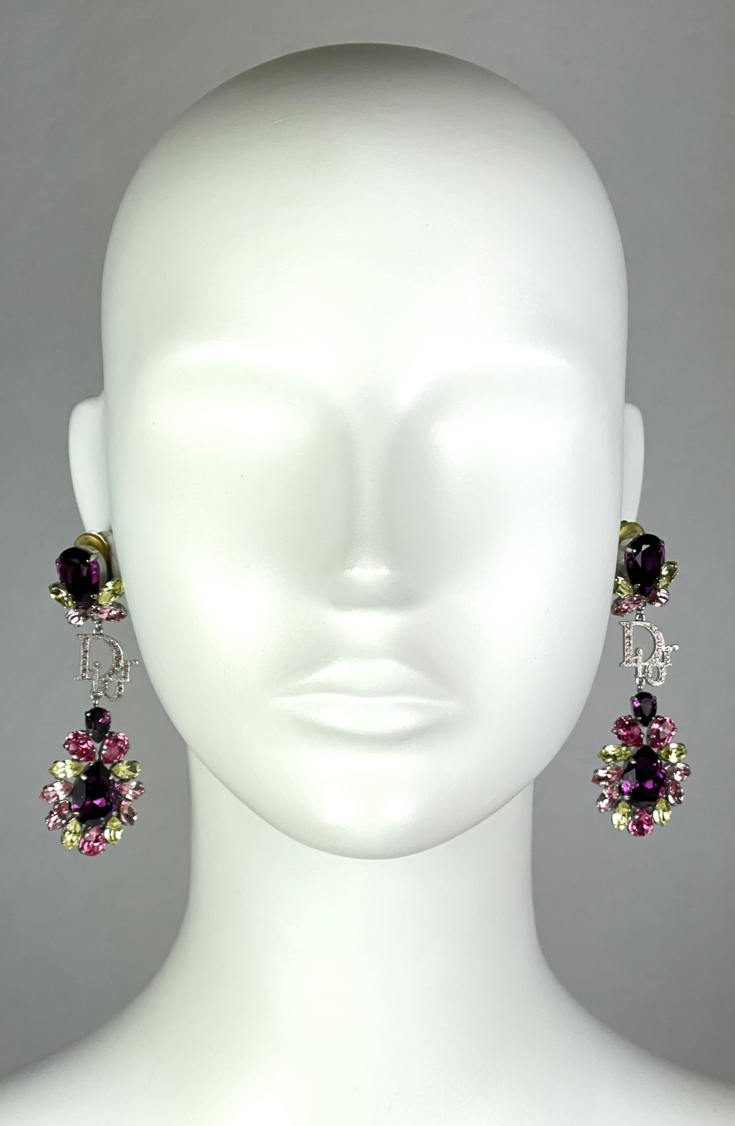 F/W 2007 Christian Dior by John Galliano Haute Couture Runway Large Pastel Crystal Earrings Bracelet & Ring Set
