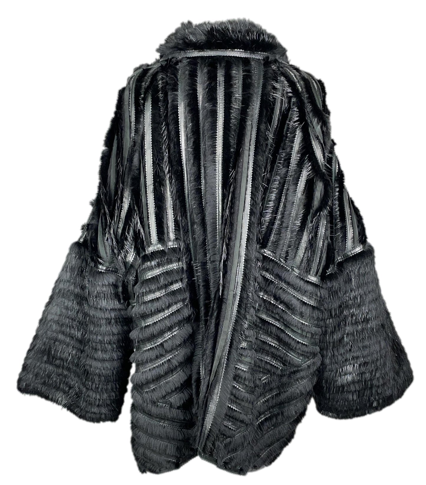 F/W 2007 Fendi by Karl Lagerfeld Runway Black Fur Kimono Coat Jacket