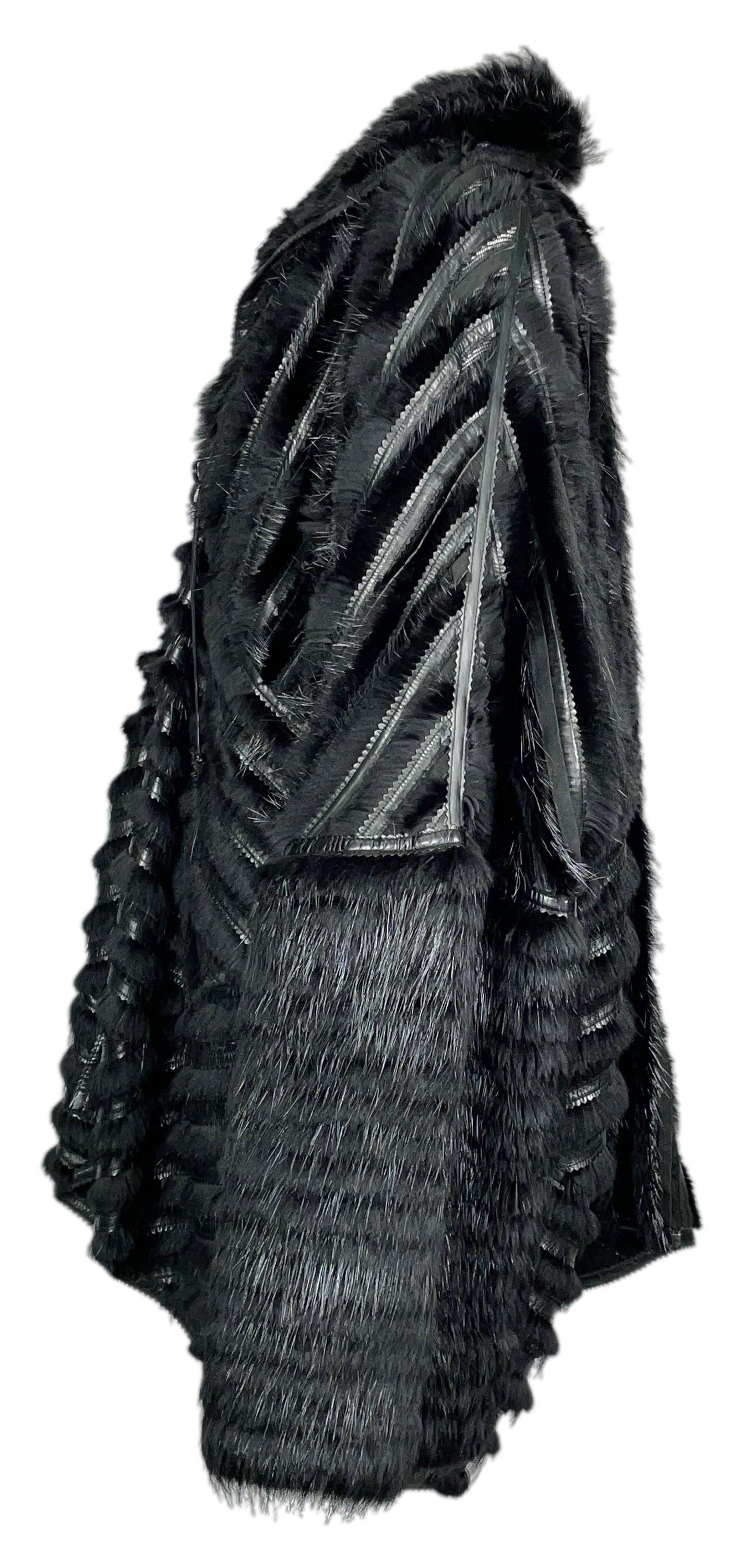F/W 2007 Fendi by Karl Lagerfeld Runway Black Fur Kimono Coat Jacket