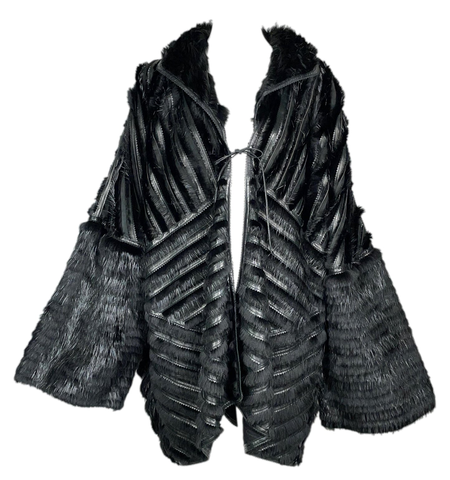 F/W 2007 Fendi by Karl Lagerfeld Runway Black Fur Kimono Coat Jacket