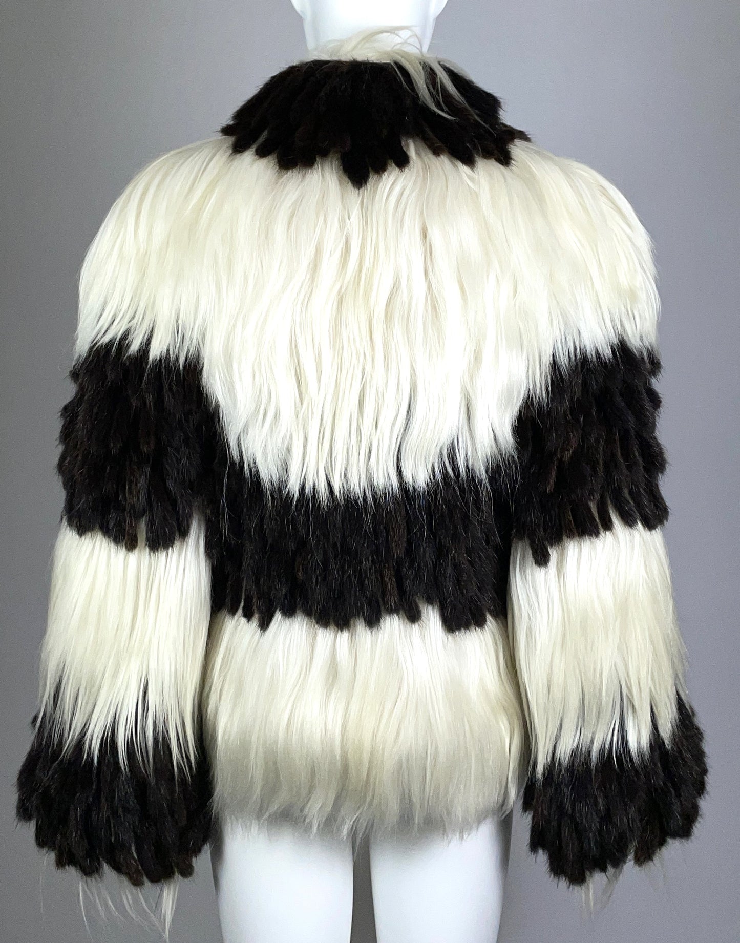 F/W 2007 Fendi by Karl Lagerfeld Runway Editorial Brown & White Shaggy Kidassia & Mink Fur Coat