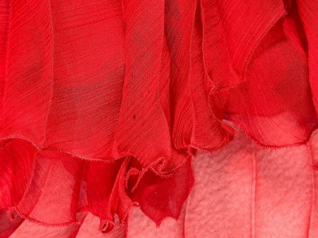S/S 2007 Gianfranco Ferre Runway Sheer Red Silk & Lace Cut-Out Maxi Slip Dress
