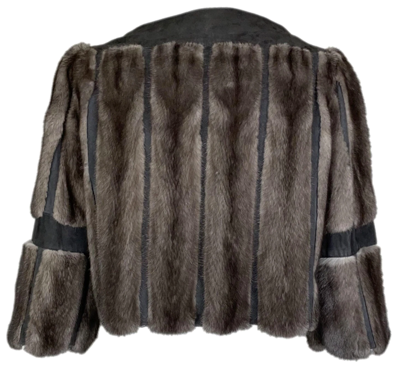 F/W 2007 Christian Dior by John Galliano Brown Mink & Leather Cropped Pin-Up Jacket