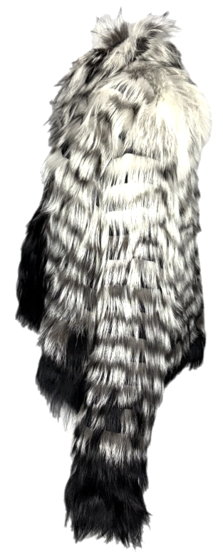 F/W 2007 Christian Dior by John Galliano Black & White Shaggy Fox Fur Jacket Coat