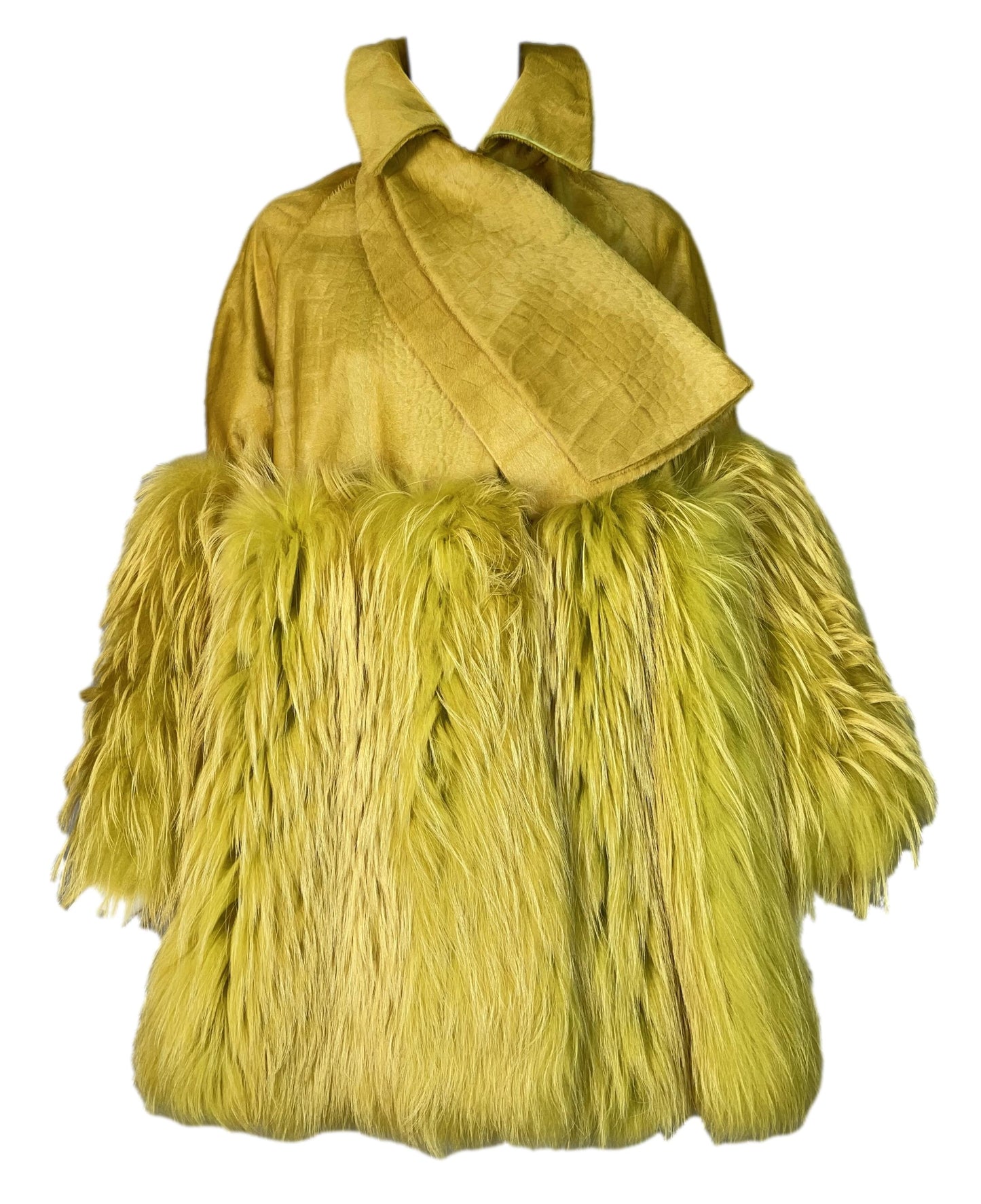 F/W 2007 Christian Dior by John Galliano Runway 60's MOD Style Green Fur Coat