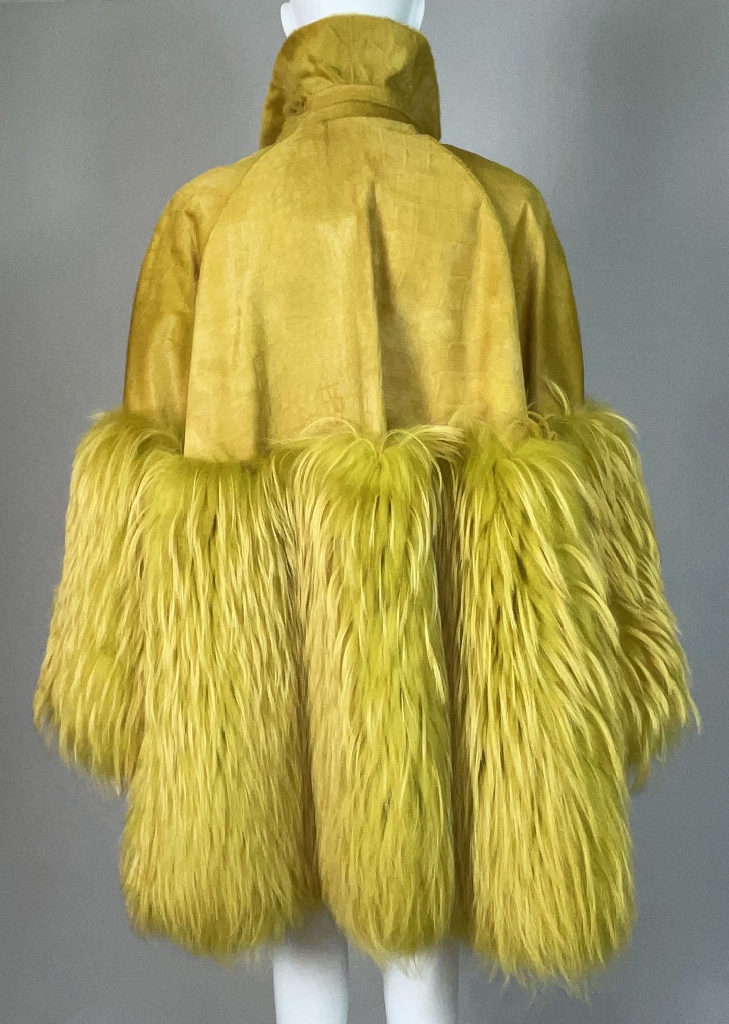 F/W 2007 Christian Dior by John Galliano Runway 60's MOD Style Green Fur Coat