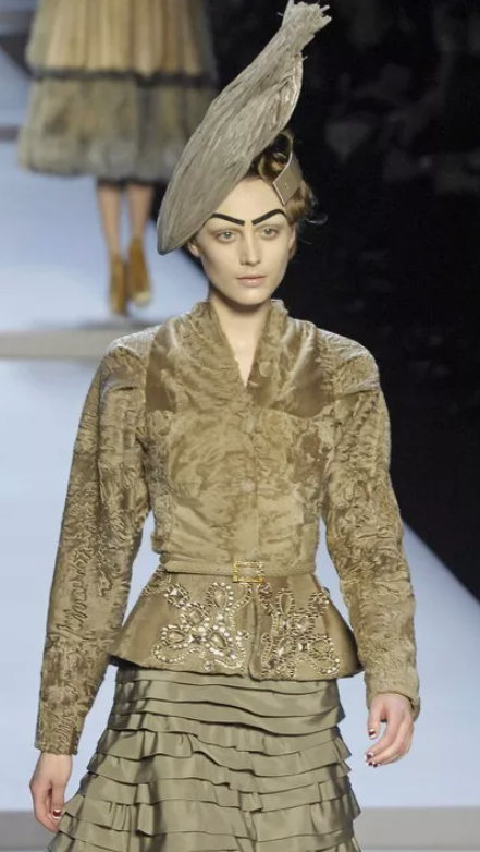 F/W 2007 Christian Dior John Galliano Runway Crystal Fur Wasp Waist Jacket Coat