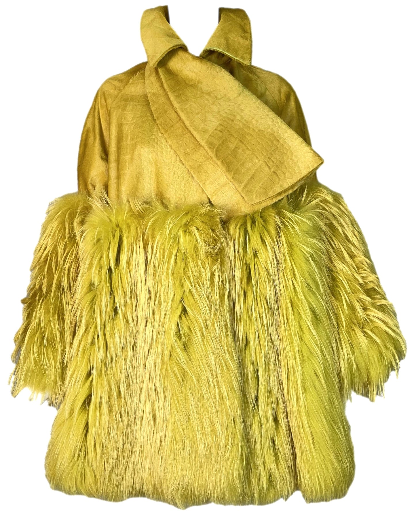 F/W 2007 Christian Dior by John Galliano Runway 60's MOD Style Green Fur Coat